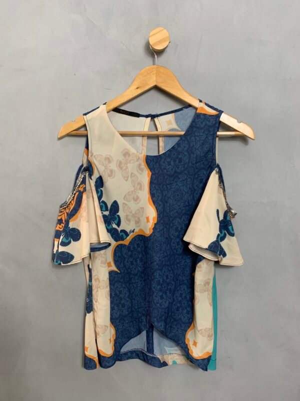 Blusa Estampada Manga Vazada Razzo