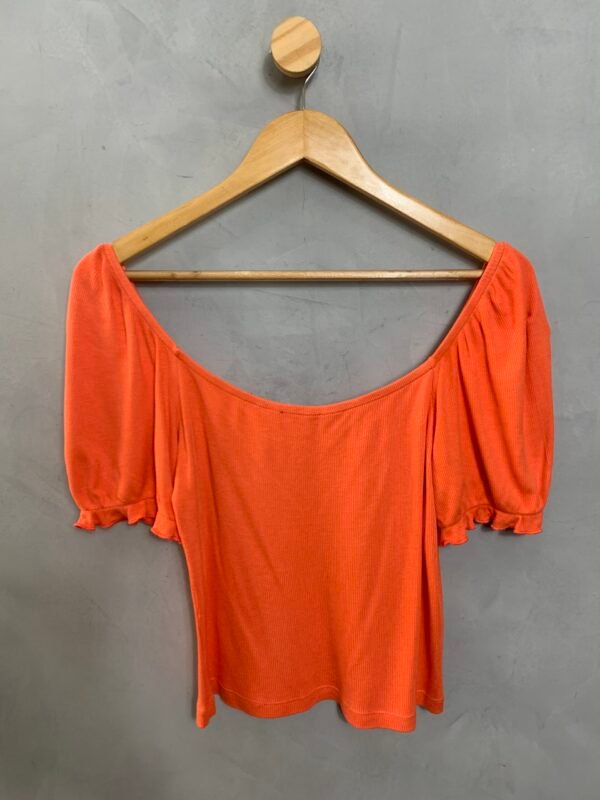 Blusa Laranja Malha Canelada - Image 4