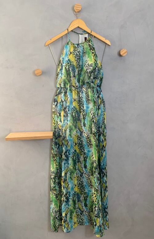 Vestido de Crepe Longo Estampado