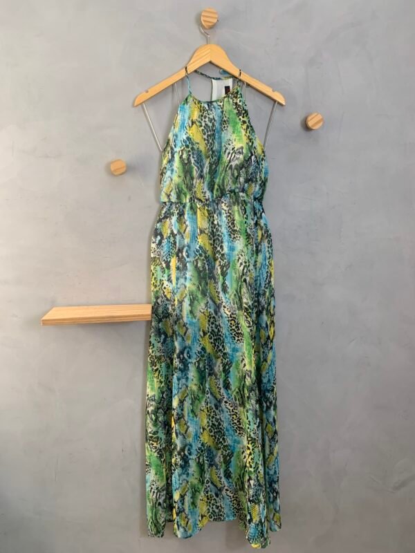 Vestido de Crepe Longo Estampado