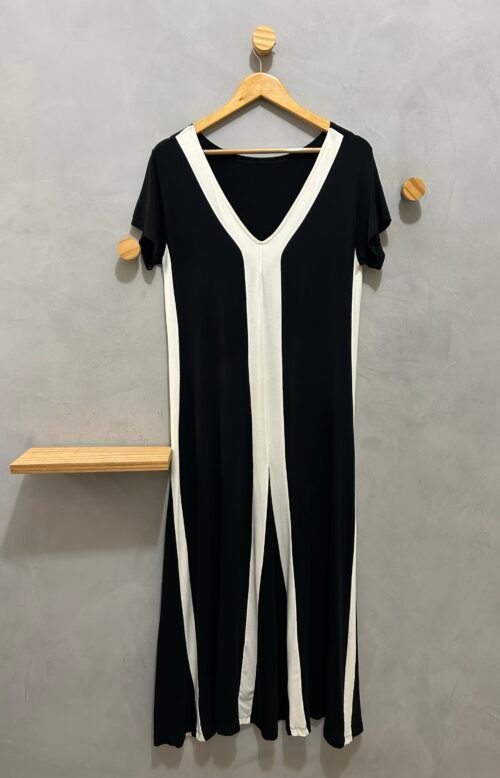 Vestido P&B Malha Longo